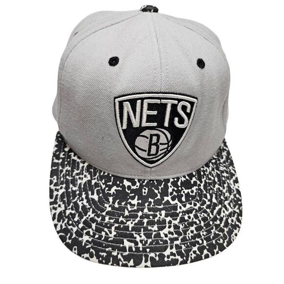 Brooklyn Nets Wool Hat Cap Snap Back Gray Mitchell and Ness NBA Basketball Adult - Picture 1 of 10